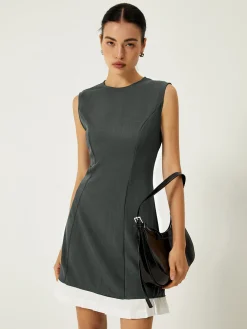 Sleeveless Contrast Ruffle Hem Short Dress