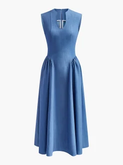 Sleeveless Panel Pleated Dress
