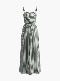 Sleeveless Pinstripe Long Dress