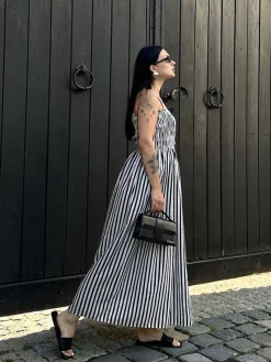 Sleeveless Pinstripe Long Dress