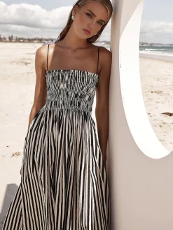 Sleeveless Pinstripe Long Dress