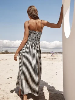 Sleeveless Pinstripe Long Dress