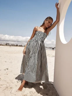 Sleeveless Pinstripe Long Dress