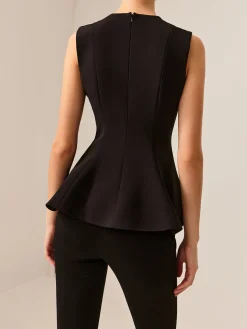 Sleeveless Piping Slim Blouse
