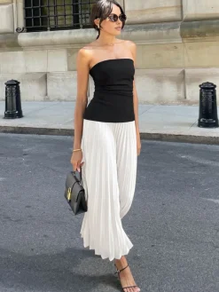 Sleeveless Pleated Long Dress
