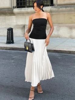Sleeveless Pleated Long Dress
