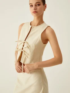 Sleeveless Tie Front Vest