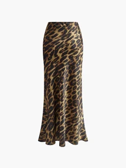 Slim Leopard Print Maxi Skirt