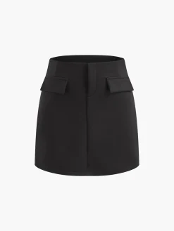 Slim Sleeveless Pockets Skirt Set