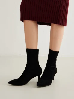 Slingback Heel Suede Ankle Boots