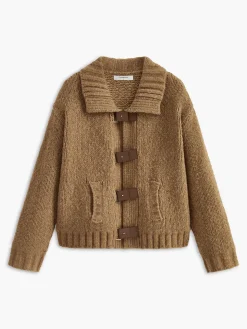Soft-Buckle Lapel Cardigan