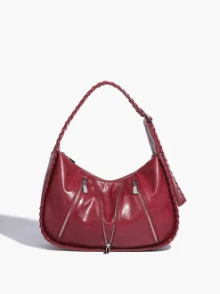 Soft-Buckle Zip-Decor Armpit Bag