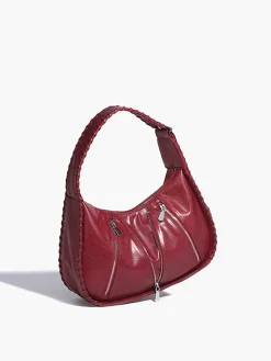 Soft-Buckle Zip-Decor Armpit Bag