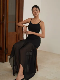 Solid Asymmetrical Hem Cami Long Dress