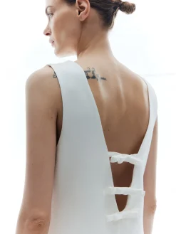 Solid Backless Knotted Sleeveless Dress