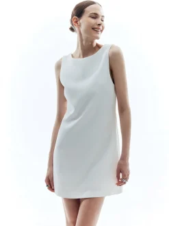 Solid Backless Knotted Sleeveless Dress