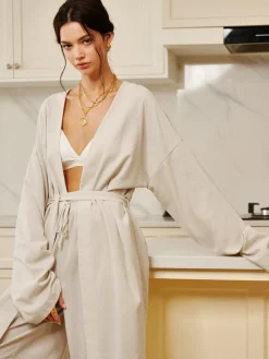 Solid Belted Draped Maxi Long Shirt