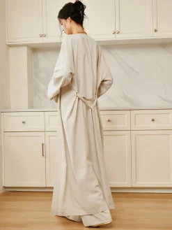 Solid Belted Draped Maxi Long Shirt