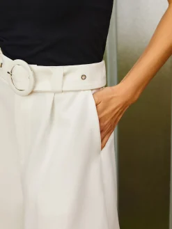 Solid Belted High Waist Shorts