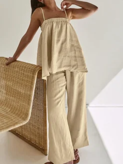 Solid Casual Pants Set