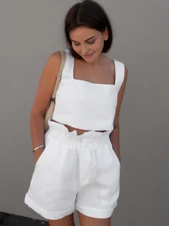 Solid Cotton Ruffle Short Sets