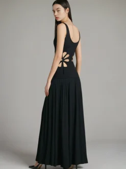 Solid Cutout Sleeveless Dress
