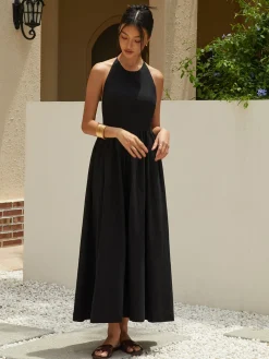 Solid Halter Long Dress