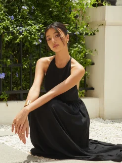 Solid Halter Long Dress
