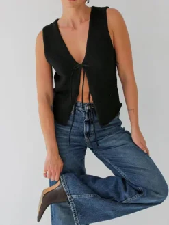 Solid Knotted Sweater Vest