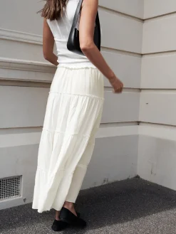 Solid Layered Long Skirt