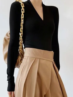 Solid Long Sleeve Knit Top