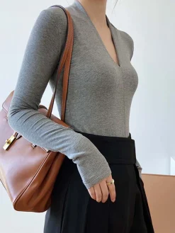 Solid Long Sleeve Knit Top