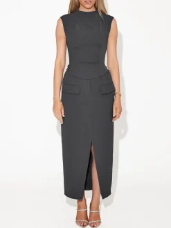 Solid Mock Neck Sleeveless Top