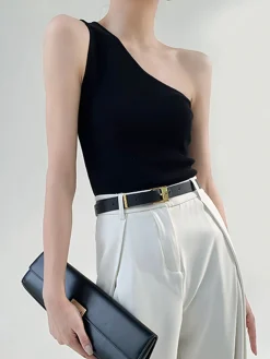 Solid One Shoulder Top