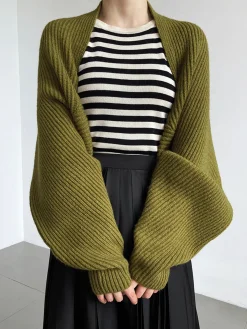Solid Open-Front Shrug Sweater