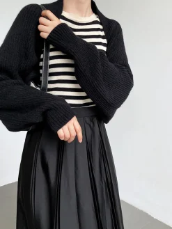 Solid Open-Front Shrug Sweater