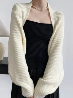 Solid Open-Front Shrug Sweater