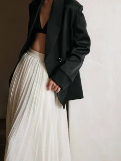 Solid Pleated Maxi Skirt