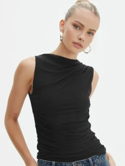 Solid Pleated Tank Top