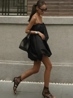 Solid Sleeveless Balloon Cami Dress