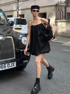 Solid Sleeveless Balloon Cami Dress
