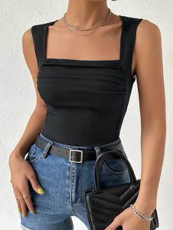 Solid Square Neck Cami Top