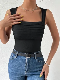 Solid Square Neck Cami Top