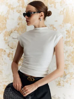 Solid Stand Collar Slim T-Shirt