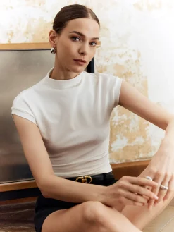 Solid Stand Collar Slim T-Shirt