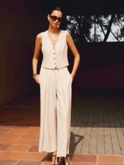 Solid Suit Straight Leg Pants