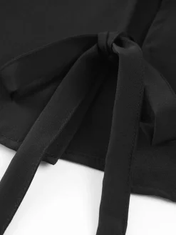 Solid V-Neck Tie Front Vest