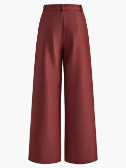 Solid Wide Leg Pants Without Belt