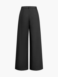Solid Wide Leg Pants Without Belt
