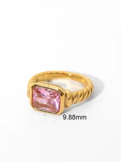 Spiral Stainless Gemstone Ring